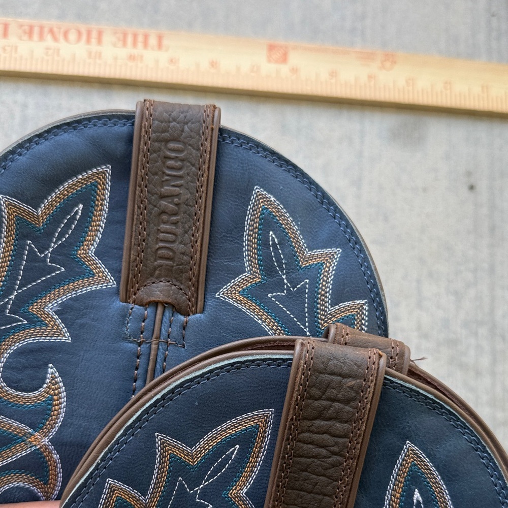 Durango Blue Brown Cowboy Boots like new leather distressed cowboy windward - Picture 7 of 13